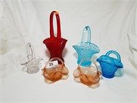 Lot of 6 Carnival Glass Baskets