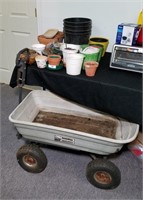 Lot of Assorted Pots and Garden Wagon