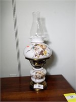 Hand-painted Converted Oil Lamp, Works, 21" Tall