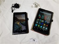 Pair of Amazon Fire Tablets With Cases, Works