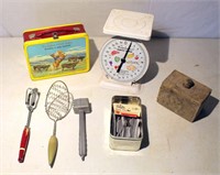 Roy Rogers Lunch Box, Scale, Utensils, Butter Mold, Hair Clips