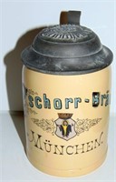 1890 METTLACH PSCHORR - BRAU MUNCHEN BEER STEIN