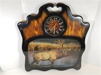 Decorative Laquer Elk Portrait Wall Clock