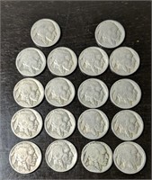 Lot of 18 Indian Head/Buffalo Nickels