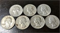 Lot of 7 1963-D Washington Silver Quarters