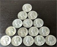 Lot of 15 1964-P Washington Silver Quarters