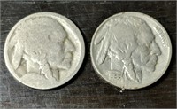 Lot of 2 Indian Head/Buffalo Nickels
