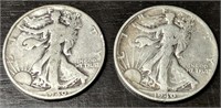 Lot of 2 1940-P Walking Liberty Half Dollars