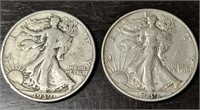 Lot of 2 1939 (D & P) Walking Liberty Half Dollars