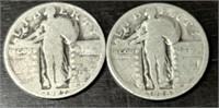 1927 & 1928 Standing Liberty Silver Quarters
