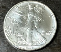 1991 Walking Liberty American Eagle Silver Dollar