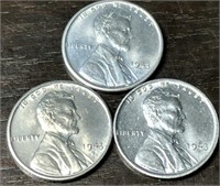 1943 (P, D &S) Wartime Steel Cents 3 Coin Set