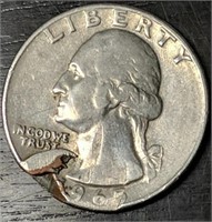 1965 Washington Quarter with Partial Clip Error