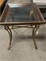 Broyhill Glass Top End Table Bronze
