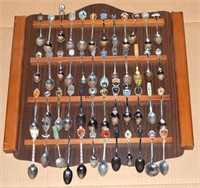 48 Souvenir Spoons With Rack 1 LOT!