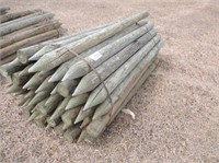 (48) New 4" x 7' Pointed Green Treat Wood Posts