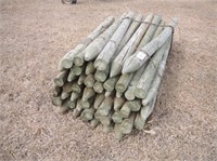 (45) New 4" x 8' Pointed Green Treat Wood Posts