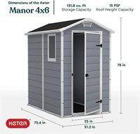4' x 6' Keter Manor Resin Outdoor Storage Shed