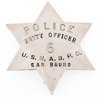 U.S.N.A.B.P.D. SAN BRUNO PETTY OFFICER BADGE NO. 6