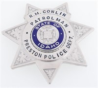 PRESTON IDAHO POLICE DEPARTMENT PATROLMAN BADGE NA