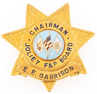 JOLIET ILLINOIS F&P BOARD CHAIRMAN BADGE NAMED