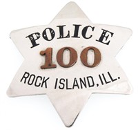 ROCK ISLAND ILLINOIS POLICE PIE PLATE BADGE NO. 10