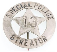 STREATOR, ILLINOIS SPECIAL POLICE BADGE NO. 13