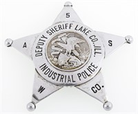 LAKE CO. IL INDUSTRIAL POLICE DEPUTY SHERIFF BADGE