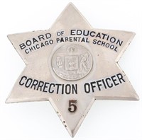 CHICAGO PARENTAL SCHOOL CORRECTION OFFICER BADGE N