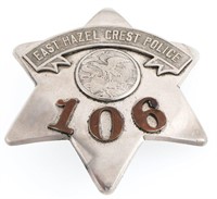 EAST HAZEL CREST ILLINOIS POLICE BADGE NO. 106