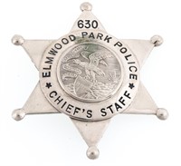 ELMWOOD PARK ILL. POLICE CHIEF'S STAFF BADGE NO. 6