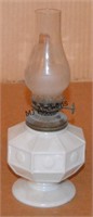 Vintage Miniature White Glass Oil Lamp & Chimney