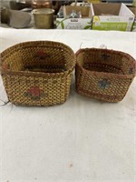 Two Native American,baskets woven wood. Big one