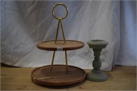 Tiered serving tray & candlestick