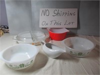 5pc Vintage Pyrex & GlasBake Bowls & Casseroles