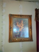 ornate framed cherub print 23" x 26"