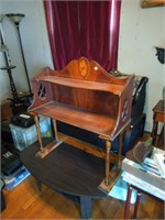 mahogany shelf on pair legs & coffee table
