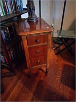 antique 3 drawer night stand