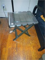 fold-up table with glass top