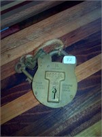 brass HMS Admiralty lock & key