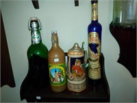 musical German beer stein + bottles