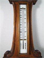 Lot 128   1880 English Oak Barometer/Thermometer