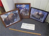 4pc Framed Buffalo / Bison Art Prints - Large Size