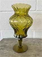 Vintage Art Glass Olive Green Vase flaws