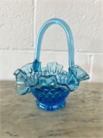 Blue ruffled edge basket vintage