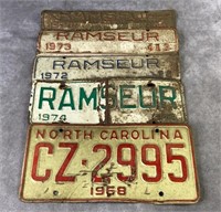 5 Vintage License plates, Ramseur NC