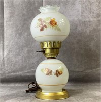 13.5" Vintage milk glass two tier lamp