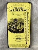 17.5" Vintage Wooden thermometer farmers almanac