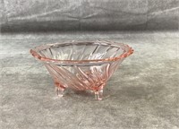 2.5"x5.5”  vintage pink glass footed bowl