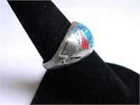 Native American Style Ring; Size 8; Red &